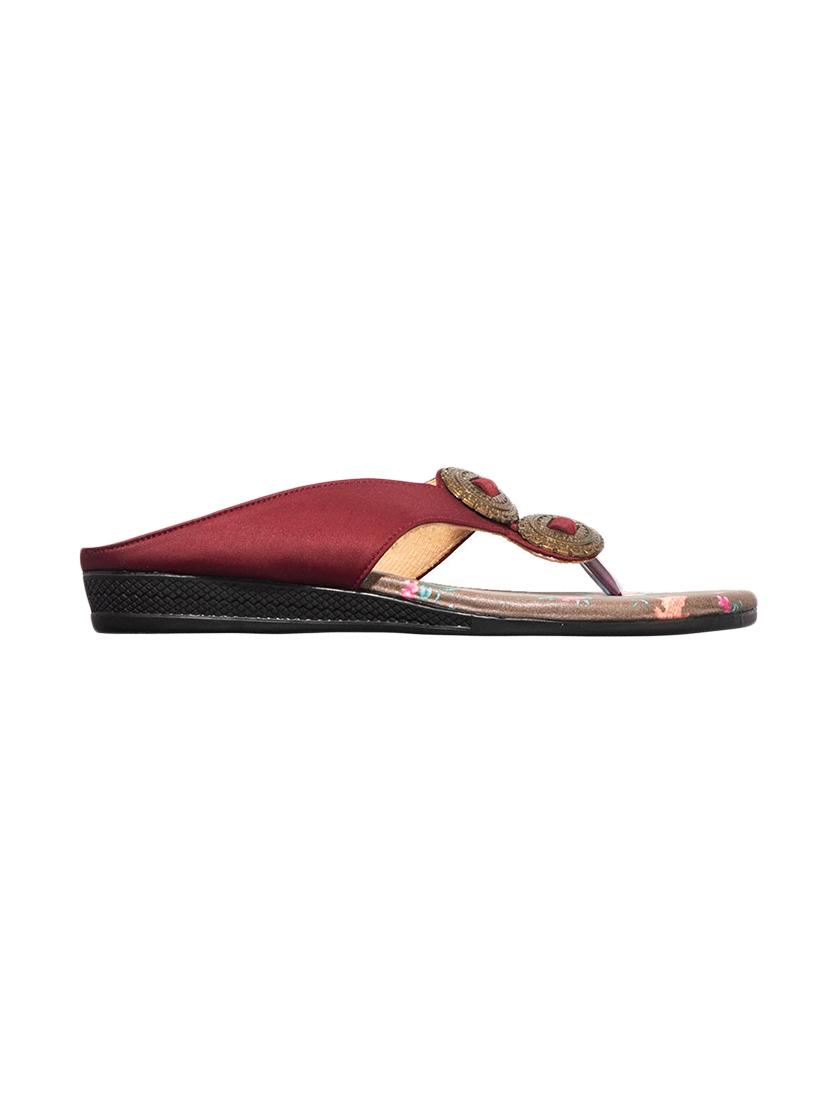 maroon fabric slip on sandals - 17797317 - Zoom Image - 2