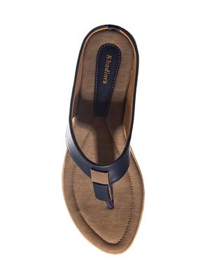 navy leather slip on sandals - 17797329 - Standard Image - 4