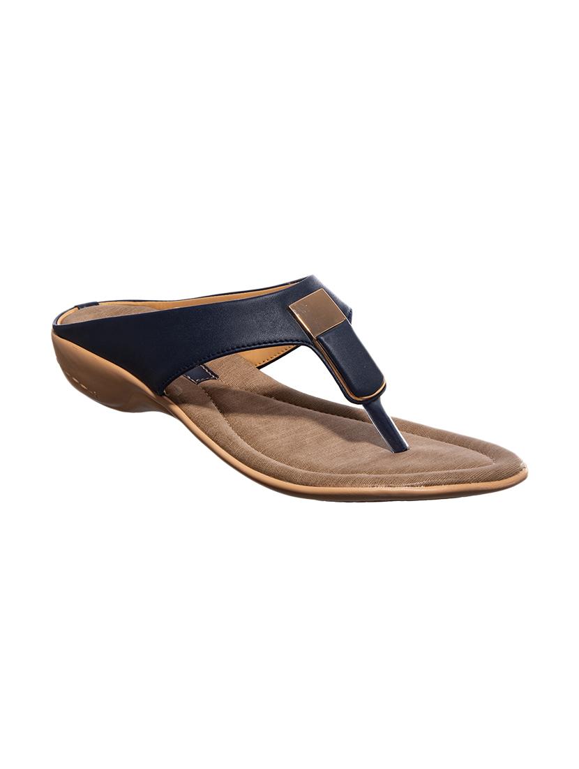 navy leather slip on sandals - 17797329 - Zoom Image - 1