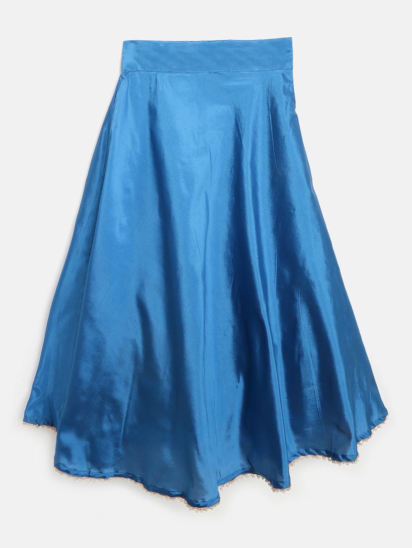 blue silk blend lehnga choli - 17797414 - Zoom Image - 3