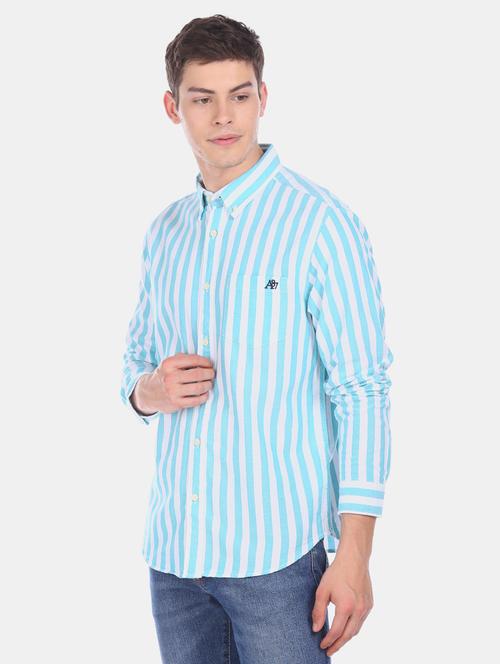 blue striped casual shirt - 17798031 - Standard Image - 1