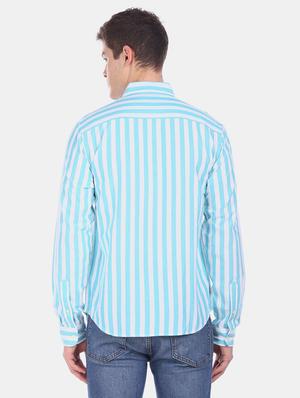 blue striped casual shirt - 17798031 - Standard Image - 3