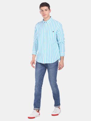 blue striped casual shirt - 17798031 - Standard Image - 4