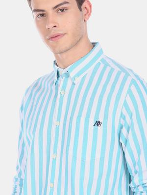 blue striped casual shirt - 17798031 - Standard Image - 5