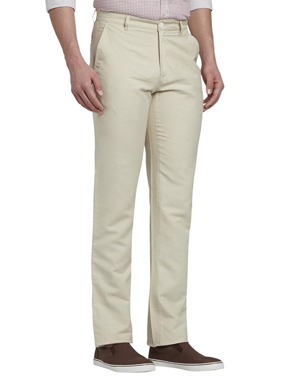 off white solid flat front casual trouser - 17798617 - Zoom Image - 2