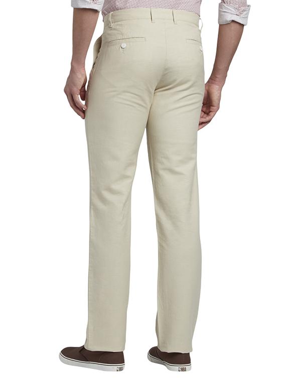 off white solid flat front casual trouser - 17798617 - Zoom Image - 3