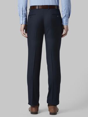 dark blue solid flat front formal trouser - 17798811 - Standard Image - 3