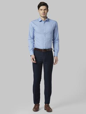 dark blue solid flat front formal trouser - 17798811 - Standard Image - 4