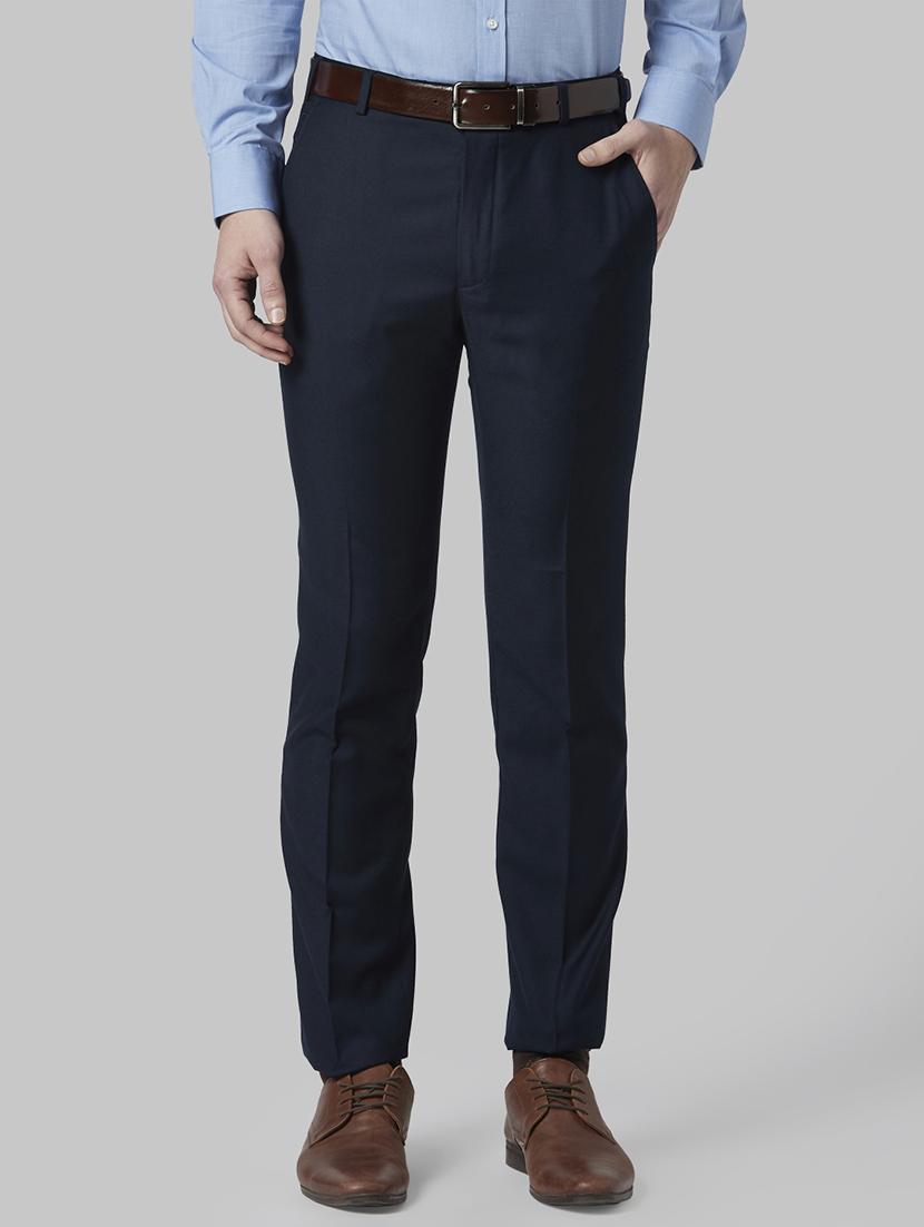 dark blue solid flat front formal trouser - 17798811 - Zoom Image - 1
