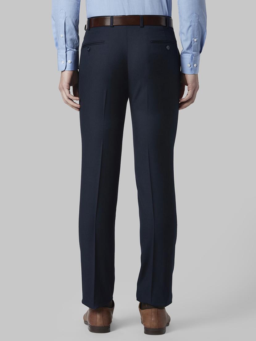 dark blue solid flat front formal trouser - 17798811 - Zoom Image - 3