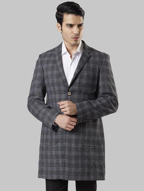 grey checkered single breasted formal blazer - 17800262 - Standard Image - 1