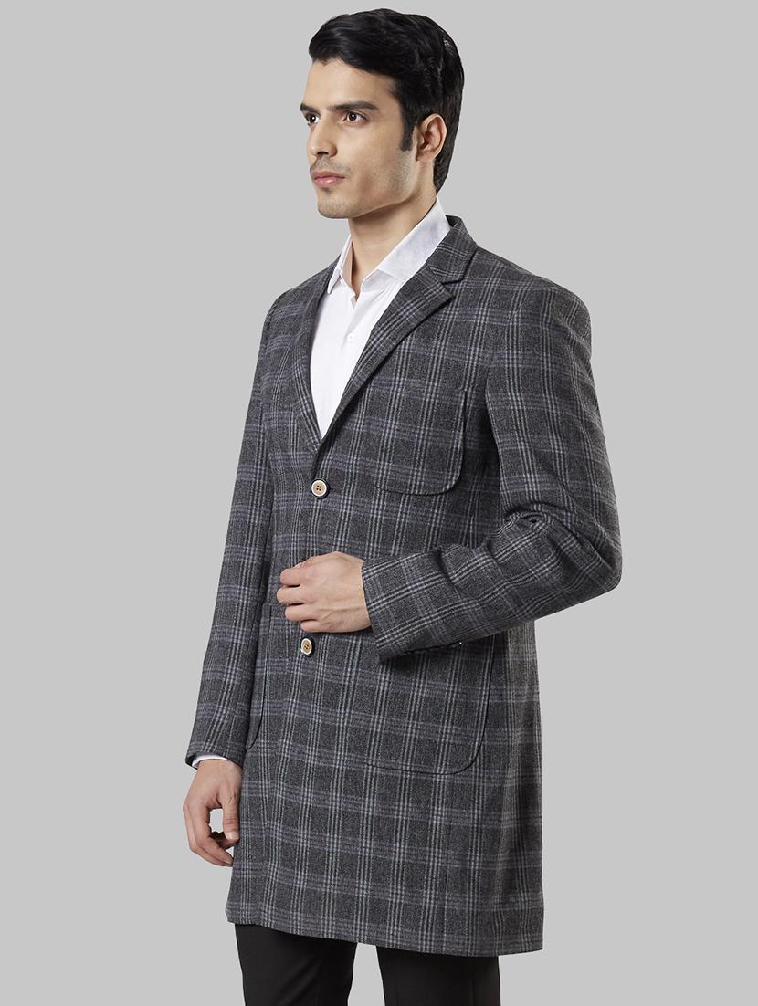 grey checkered single breasted formal blazer - 17800262 - Zoom Image - 2