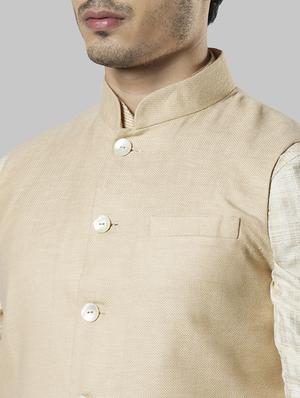 beige self design nehru jacket - 17800667 - Standard Image - 5