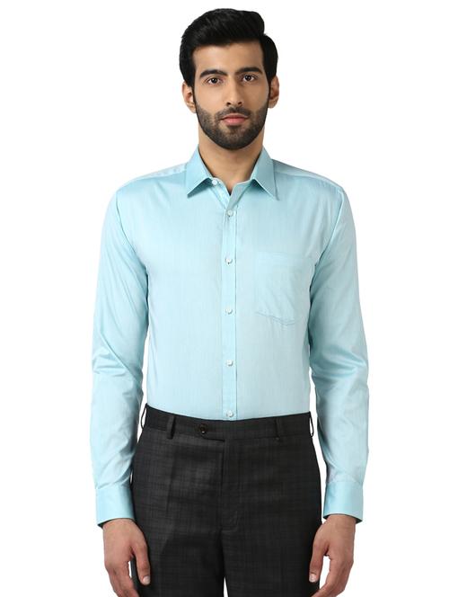 green solid formal shirt - 17801685 - Standard Image - 1