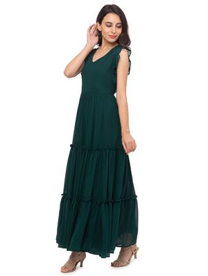 v-neck flared tiered dress - 17801732 - Standard Image - 2