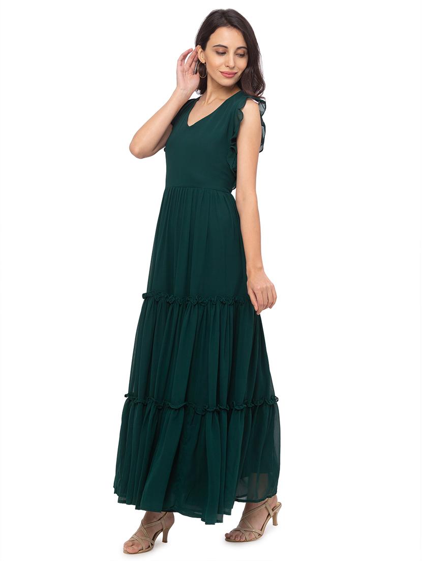 v-neck flared tiered dress - 17801732 - Zoom Image - 2