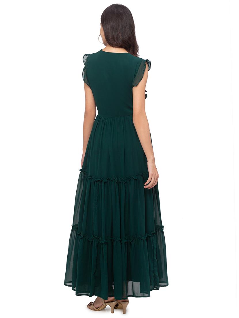 v-neck flared tiered dress - 17801732 - Zoom Image - 3