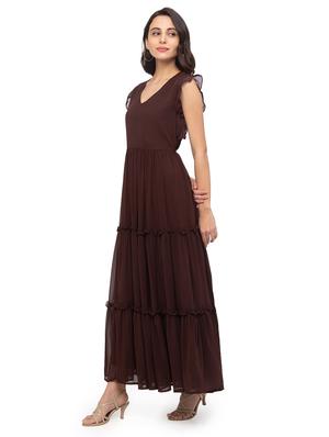 v-neck flared tiered dress - 17801733 - Standard Image - 2