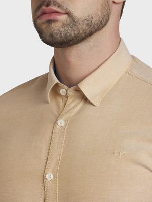 beige solid casual shirt - 17801870 - Standard Image - 5