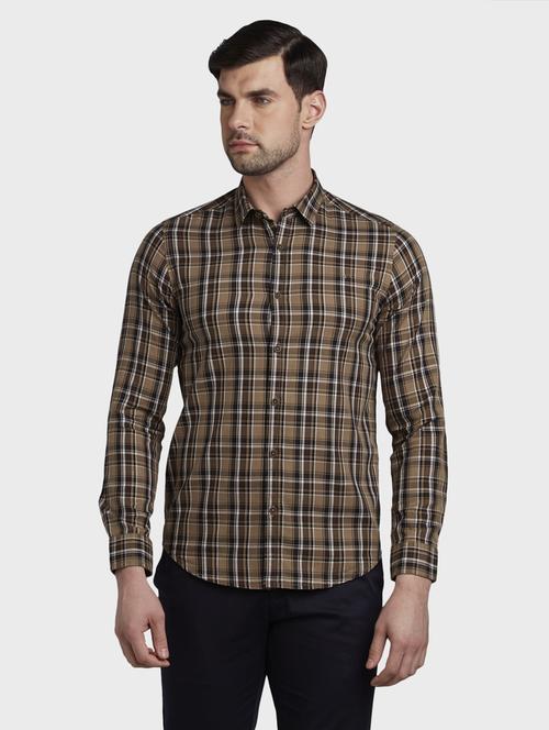 brown checkered casual shirt - 17801910 - Standard Image - 1