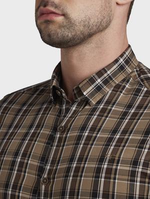 brown checkered casual shirt - 17801910 - Standard Image - 5