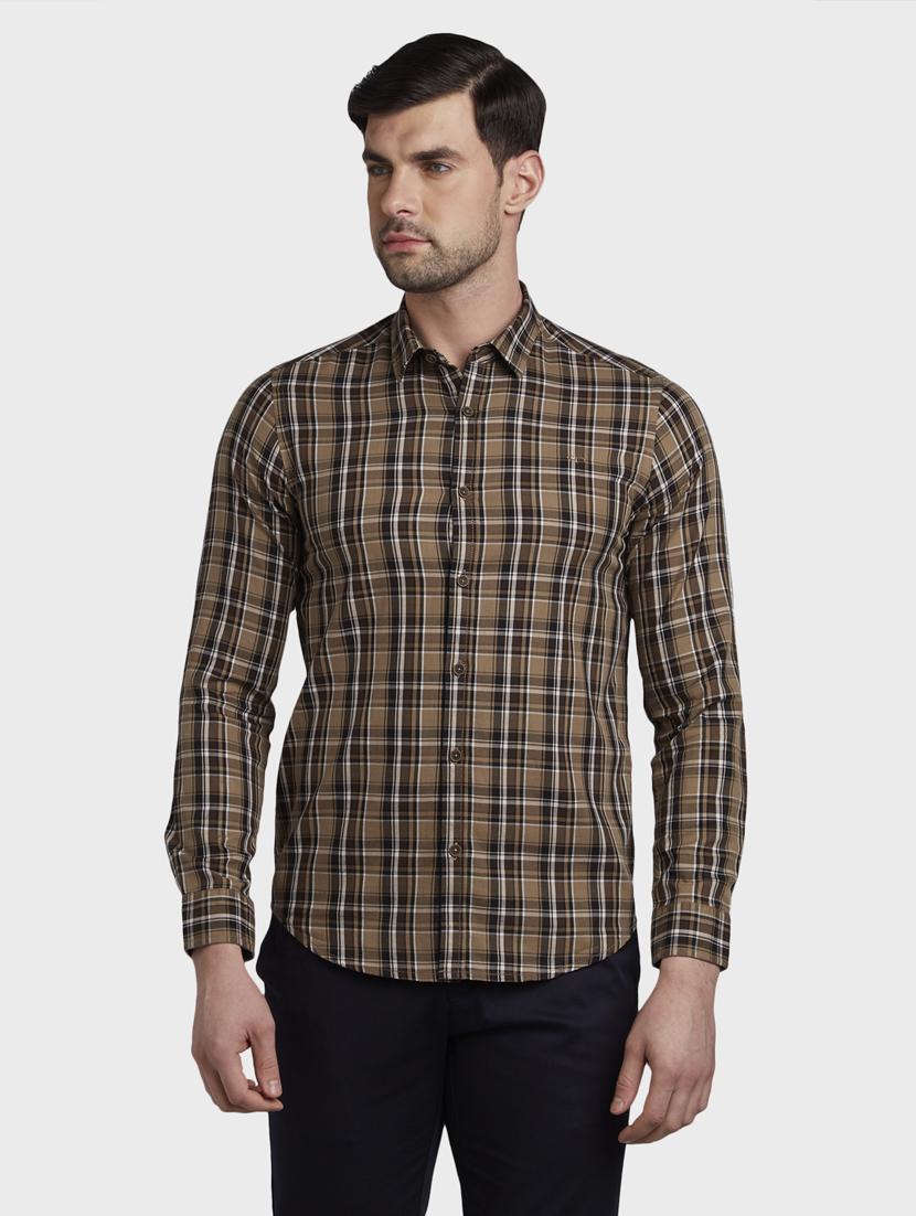 brown checkered casual shirt - 17801910 - Zoom Image - 1