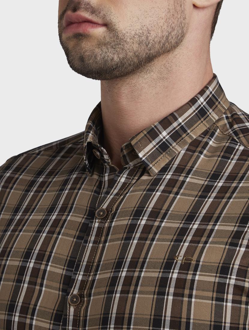brown checkered casual shirt - 17801910 - Zoom Image - 5