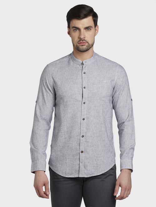 grey self design casual shirt - 17801932 - Standard Image - 1