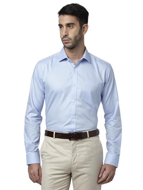 blue solid formal shirt - 17801949 - Standard Image - 1