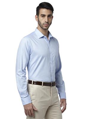 blue solid formal shirt - 17801949 - Standard Image - 2