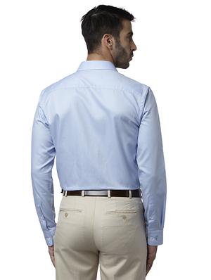 blue solid formal shirt - 17801949 - Standard Image - 3