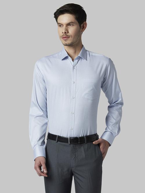 blue solid formal shirt - 17801982 - Standard Image - 1