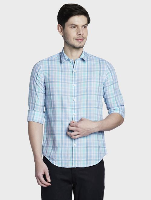 light blue checkered casual shirt - 17801991 - Standard Image - 1