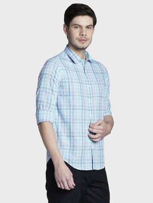 light blue checkered casual shirt - 17801991 - Standard Image - 2