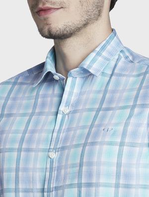 light blue checkered casual shirt - 17801991 - Standard Image - 6
