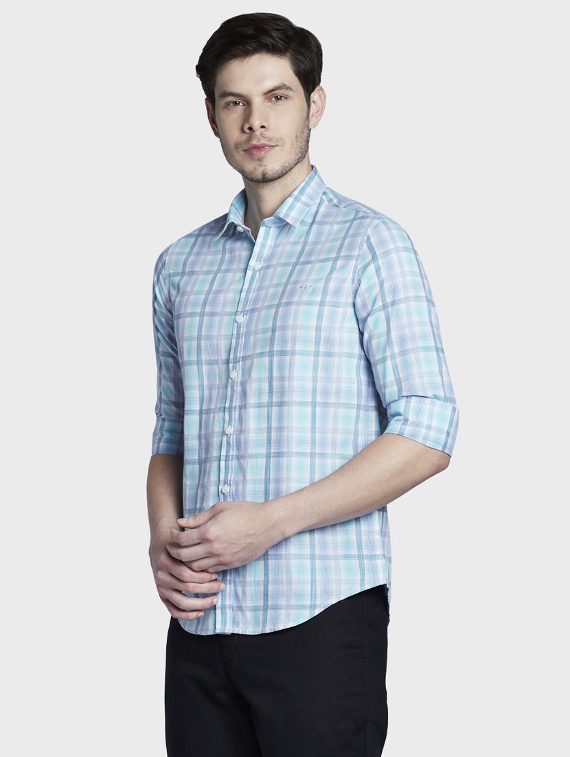 light blue checkered casual shirt - 17801991 - Zoom Image - 3