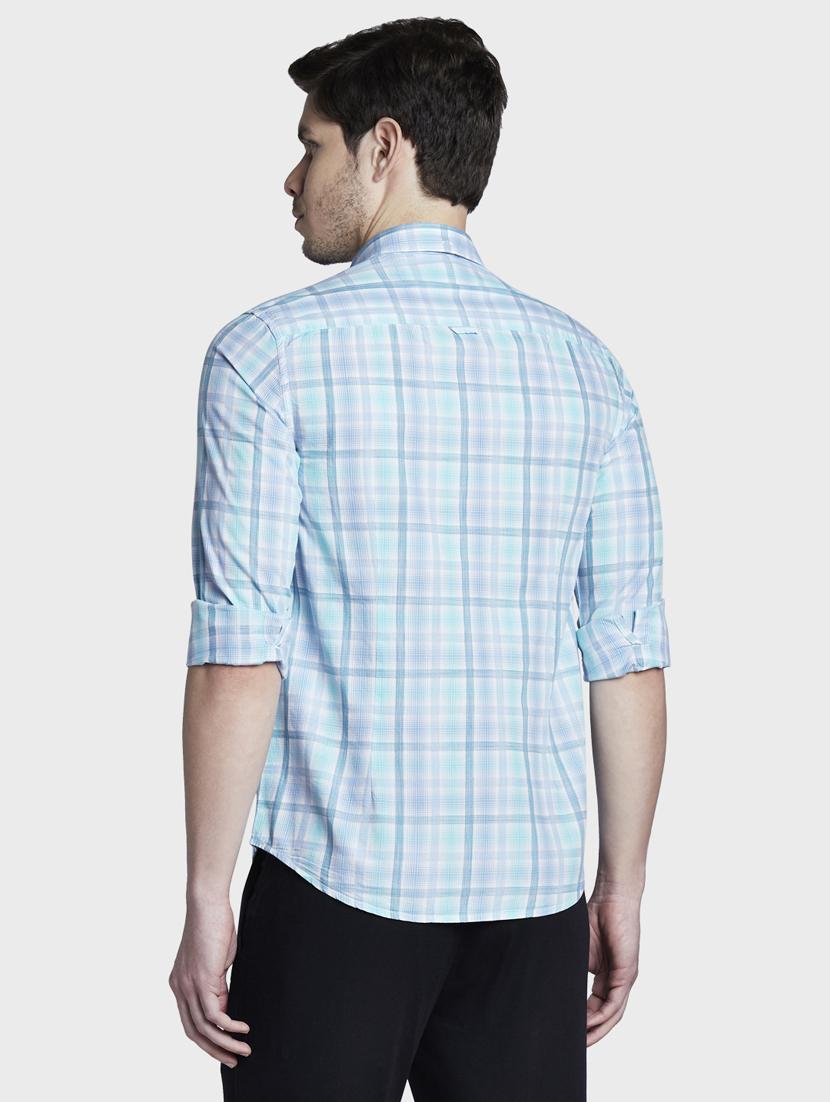 light blue checkered casual shirt - 17801991 - Zoom Image - 4