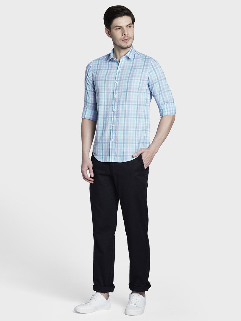light blue checkered casual shirt - 17801991 - Zoom Image - 5