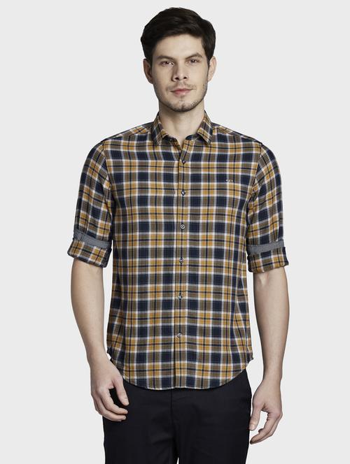 beige checkered casual shirt - 17801998 - Standard Image - 1