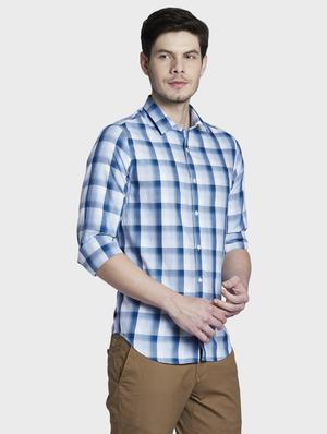 blue checkered casual shirt - 17802018 - Standard Image - 2