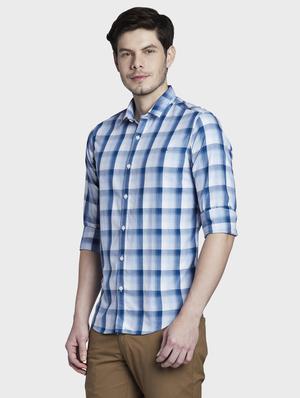 blue checkered casual shirt - 17802018 - Standard Image - 3