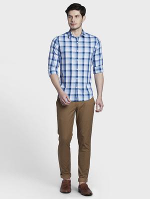 blue checkered casual shirt - 17802018 - Standard Image - 5