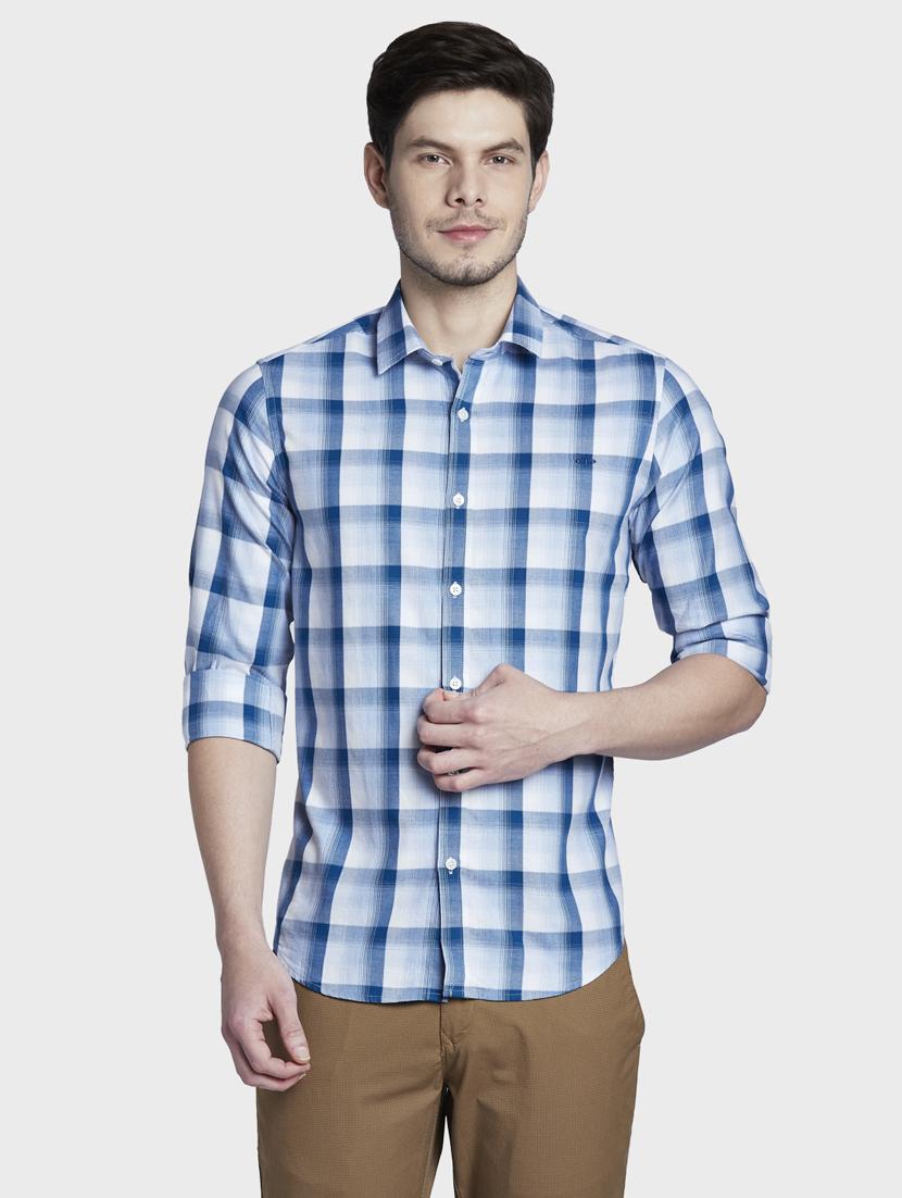 blue checkered casual shirt - 17802018 - Zoom Image - 1