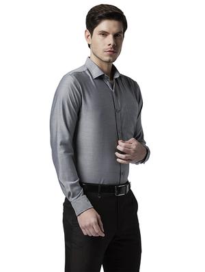 grey solid formal shirt - 17802059 - Standard Image - 2