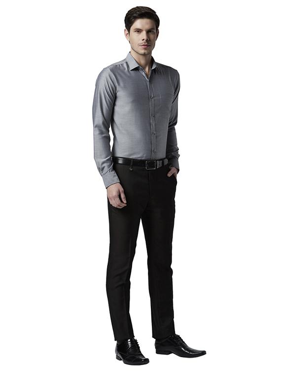 grey solid formal shirt - 17802059 - Zoom Image - 4