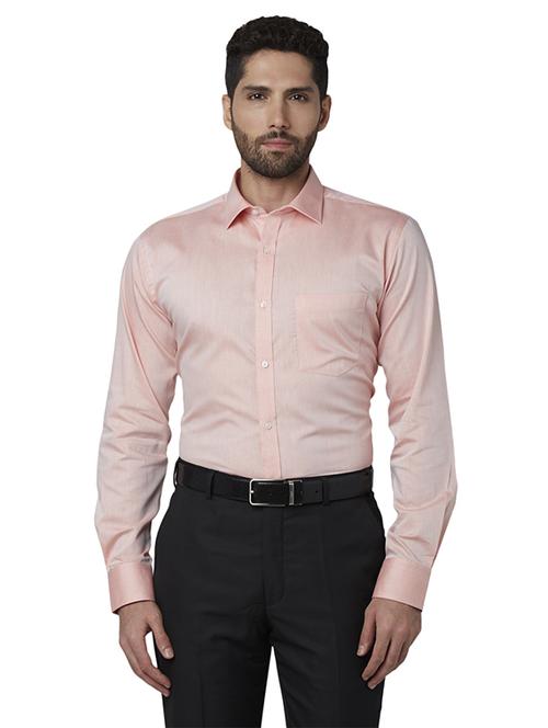 orange solid formal shirt - 17802083 - Standard Image - 1