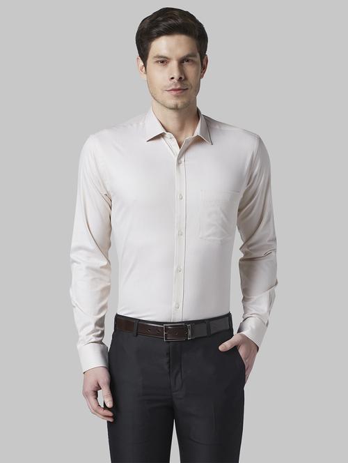 beige self design formal shirt - 17802133 - Standard Image - 1