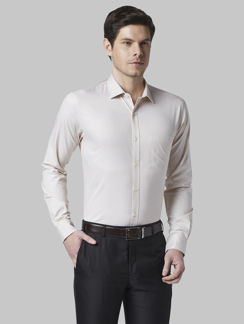 beige self design formal shirt - 17802133 - Zoom Image - 2