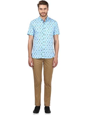 light blue printed casual shirt - 17802162 - Standard Image - 4