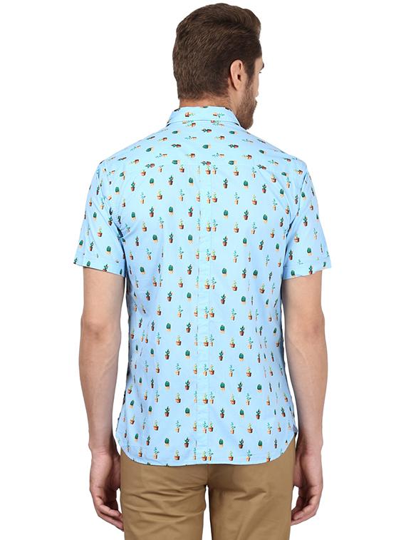light blue printed casual shirt - 17802162 - Zoom Image - 3